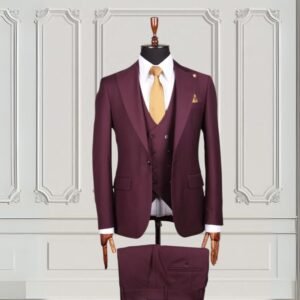 Wine Red Classic Groom Suit