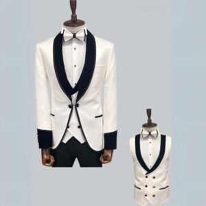 Cream Suit with Black Work