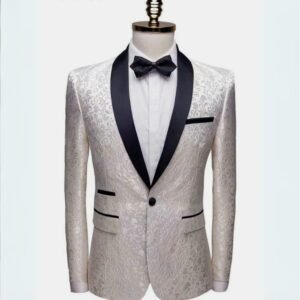 Royal Embroidy Silver Formal Suit